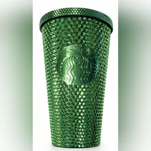 Starbucks 2023 Holiday Metallic Green Studded Tumbler Limited Edition Cold Cup